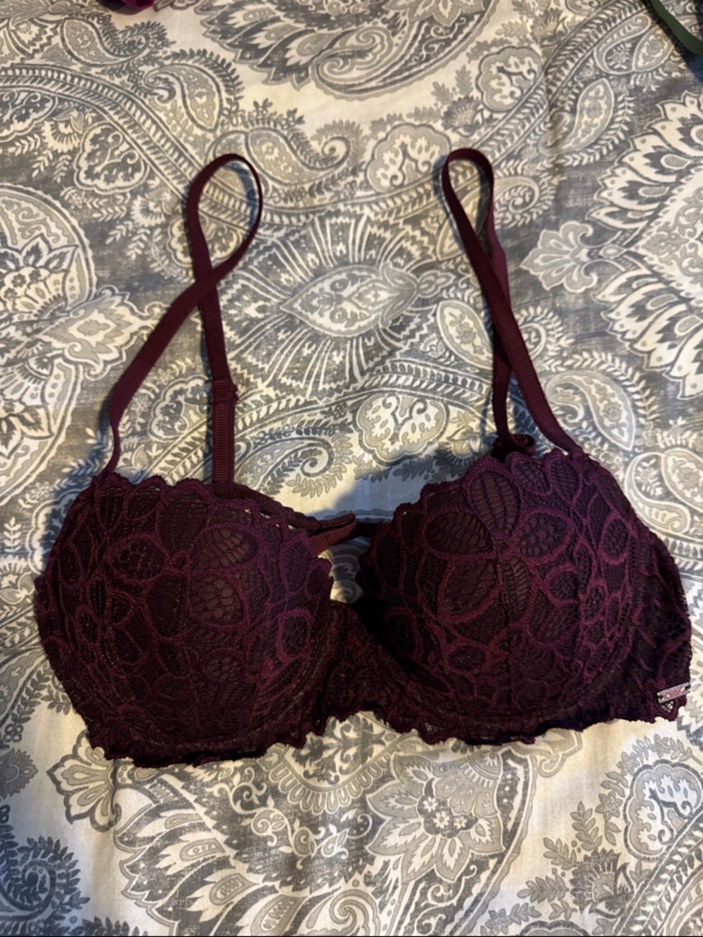 PINK Victoria's Secret Deep Plum Date Lace Push-Up Bra